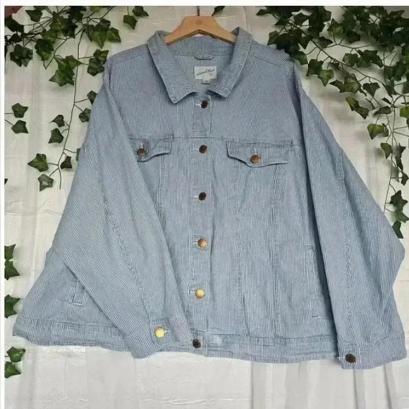 Universal Thread Jackets & Blazers - Universal Thread Blue and White Striped Denim Jacket